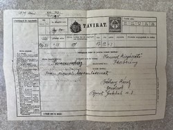 M. Kir. jászberényi Honvéd Kiegészítő Parancsnokság díjjegyes távirat  1917