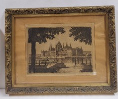 "Magyar Parlament" olvashatatlan jelzés, rézkarc