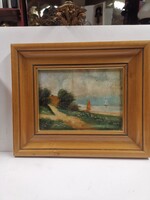 Sailboats, oil on cardboard