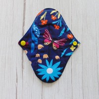 Washable Pad 19.5 cm / butterflies and flowers / panty liner, washable textile pad