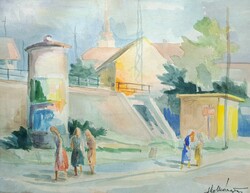 Molnár M. György színpompás akvarell, 1963 - Tolna?