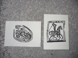 2 db ex libris Perei Zoltán fametszet jászberényi városi könyvtár ex libris fametszet don quijote