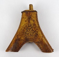 1R711 Antik erdélyi szarvasagancs lőportartó 1750-1800