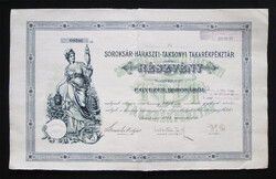 Soroksár-Haraszti-Taksonyi Takarékpénztár részvény 1000 korona 1924