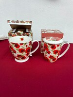 Lina pipacsos porcelán bögre és pipacsos szűrős bögre