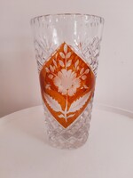 Old Amber Yellow Tinted Crystal Vase