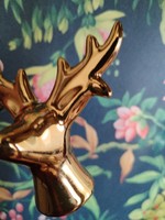 Porcelain Deer Head / 14K Gold Plated