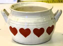 Retro szívecskés Gránit Kispest cukor/só tartó-A047