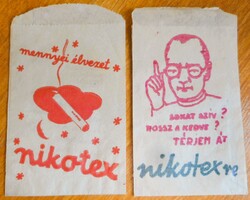 Nikotex 2 db régi papírzacskója