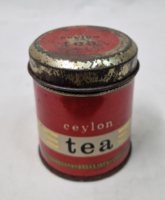 Régi CEYLON TEA feliratú fém vagy pléh doboz megkímélt állapotban eladó 7,5 cm. magas