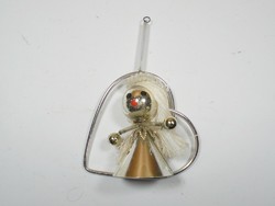 Retro üveg karácsonyfadísz angyal, angyalka, szivecske