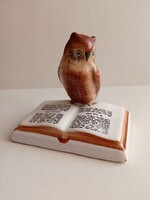 Bodrogkeresztúri Bájos könyves kerámia könyves bagoly figura