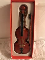 HEGEDŰ + VONÓ - ÚJ -  FA - 12 x 4  cm - HIBÁTLAN