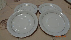 Herendi , fehér - arany csíkos , kistányérok , 4 db , 14,5 cm  ( 734 jelű )