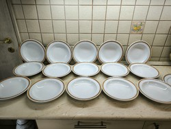 Alföldi porcelán barna csikos 16+1 db eladó! Alföldi porcelán csíkos tányér mélytányér 16db