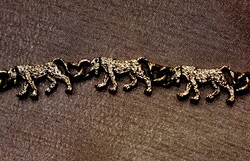 Vintage párduc, leopárd mintás arany színű karkötő karlánc