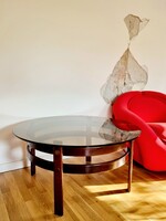 Mid-century modern üvegasztal, dohányzóasztal, LV 907