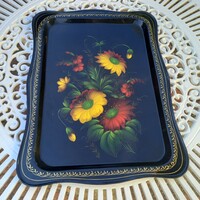 Szép állapotú régi zománcos orosz tálca