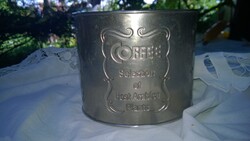 Ezüstözött duplafalú kávésdoboz-,tea tároló-angol, 12x10x10 cm 605 g