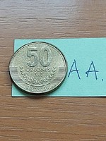 COSTA RICA 50 COLONES 1999 sárgaréz  #AA