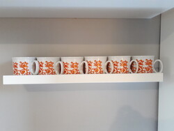 Mid century Zsolnay porcelán bögre teásbögre készlet 6 darab INGYEN FOXPOST AUTOMATA