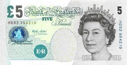 5 font pound pounds 2002-03 Anglia M.Lowther Erzsébet királynő UNC