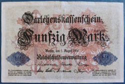 Németország 50 Márka / Mark 1914, F+.