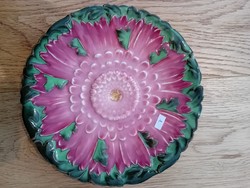 ZSOLNAY RÓZSASZÍN LÓTUSZ MINTÁS TÁNYÉR 18 CM ÁTMÉRŐJŰ 1890  körül 1.
