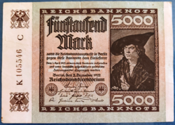 Németország 5000 Márka / Mark 1922, VF+