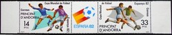 SPA155-6csz / Spanyol Andorra 1982 Labdarúgó VB bélyegcsík postatiszta