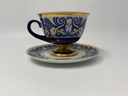 Hollóházi Szász Endre Mátrix porcelán teás csésze aljjal a tervező aláírásával RZ