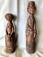 Kőfalvi Gyula kerámiák - leány (24 cm) és legény (31 cm) szobrok