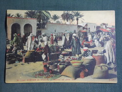Képeslap,Tunézia,SCENES et TYPES. Marché en plein air,szabadtéri piac,vásár, 1910-