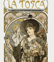 Nagy méret - 93*35 cm Régi színházi plakát reprintje, La Tosca, Sarah Bernhardt, Alphonse Mucha