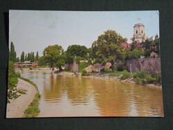 Képeslap,Győr,Rába part látkép,részlet, 1984-