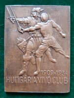 Gönczi-Gebhardt Tibor: Hungária Vívó Club évfordulós plakett, 1909-1934