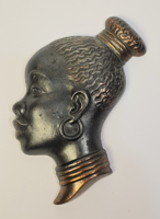 Afrikai lány - vintage fém falidísz