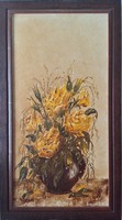 Losonci Lilla  - sárga virágcsokor csendélet (30*60 cm olaj)