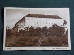 Képeslap,Siklós,Gróf Benyovszky vár látkép,részlet,1940-