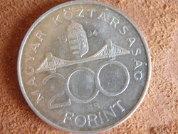 Régi ezüst 200 Ft - verdefényes - 1994