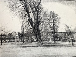 BERON GYULA (1885-1971) VÁROSMAJOR RETRO VÁROSKÉP JELZETT RÉZKARC