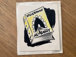 Toncz Tibor eredeti karikatúrája 8,2 x 9,5 cm lapra ragasztva