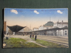 Képeslap,Törökörszág,Isztambul,vasútállomás,Constantinople; Gare des Chemins de fer Orlentaux,1910-