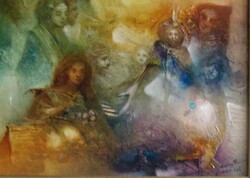 Buday Mihály "AZ ERZSÉBET LEGENDA" Olajfestmény 30X40 cm, olaj/farost