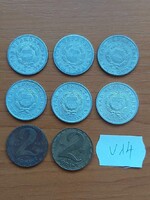 MAGYAR NÉPKÖZTÁRSASÁG 1 + 2 FORINT 1967, 1968, 1980, 1981, 1988, 1989, 1970, 1989 8 DB V14