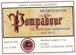 Boros címke: Izsáki Pompadur. (ital címke)