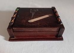 Antik fa kézzel készített cigarettatartó doboz