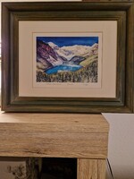 Debbie Chelan Wilson 1997-es eredeti akvarelljének nyomata, Chateau Lake Louise Kanada