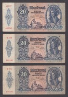 6x 20 Pengő 1941 (F+,F ,F ,VG+,F-,F ) (6 db)
