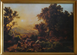 Károly Markó Diana's Hunt Painting Reproduction Paper 84X60 cm Glazed
